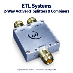 ETL Systems 2-way active RF splitter and combiner module with three RF ports.